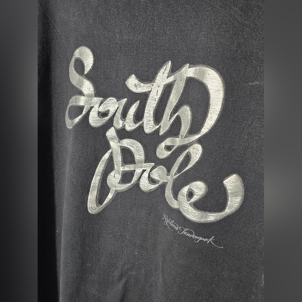 South Pole Black  & Silver Graphic Vintage T-Shirt for Men Approximately XL - Picture 2 of 6